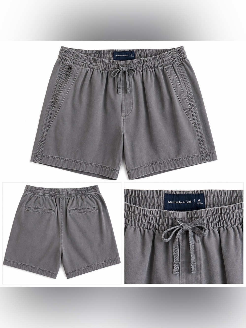 Abercrombie & Fitch Gray Elastic Waist Drawstring Shorts - Picture 4 of 4